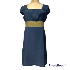 Delicia blue shift dress with empire waist sash size S